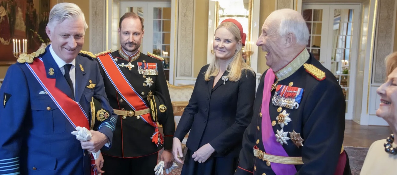Kong Philippe, kronprins Haakon, kronprinsesse Mette-Marit og kong Harald