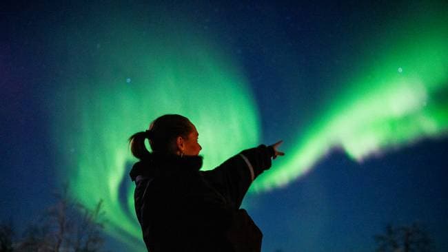 Prinsesse Ingrid Alexandra møtt av nordlys på Finnmarksvidda