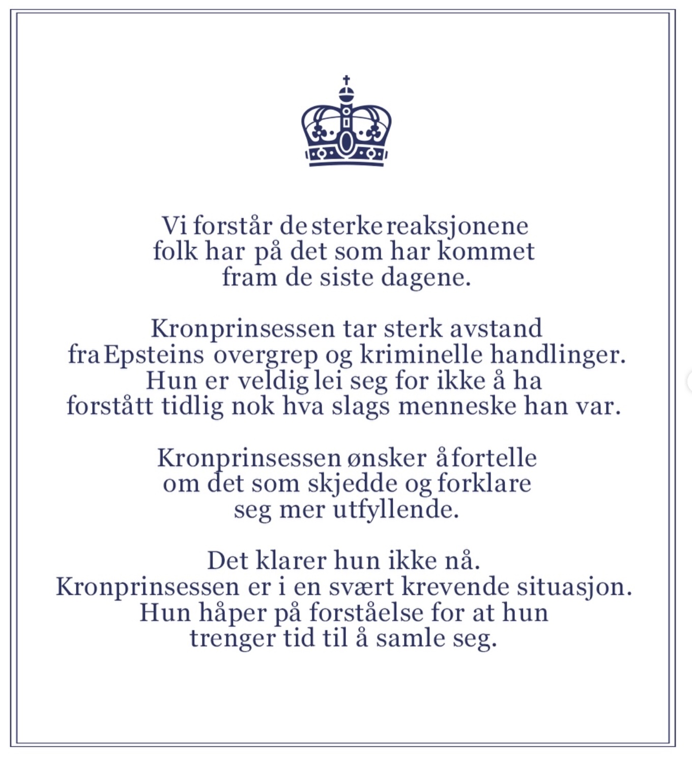 Kronprinsessen beklager