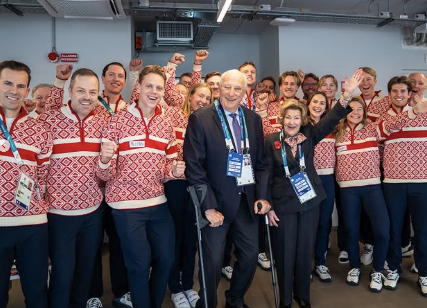 Kongeparet sammen med norske medaljevinnere