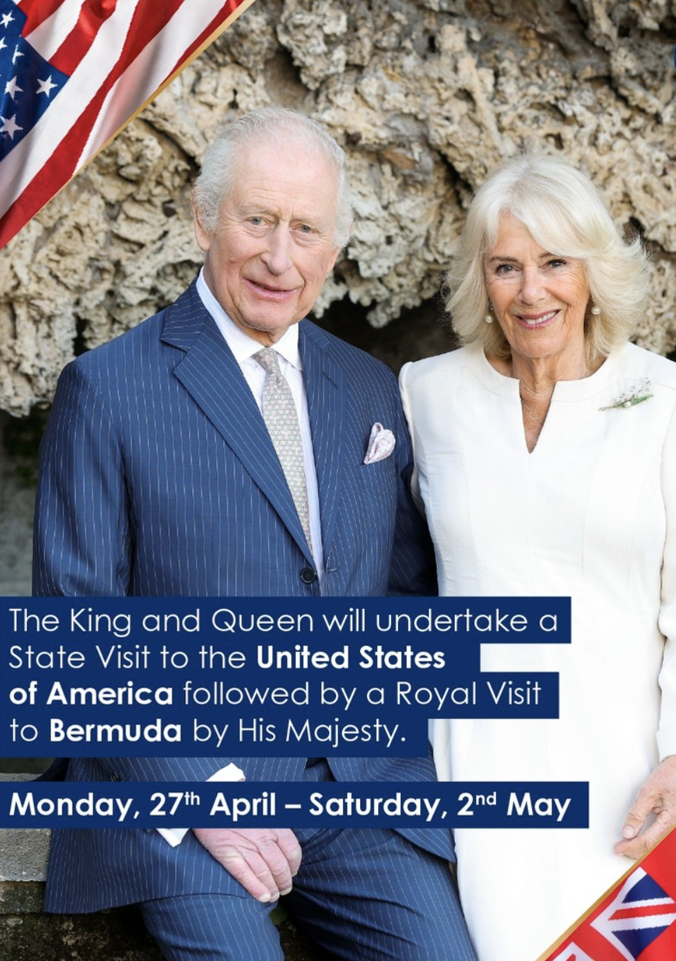Kong Charles og dronning Camilla reiser på statsbesøk til USA og Bermuda