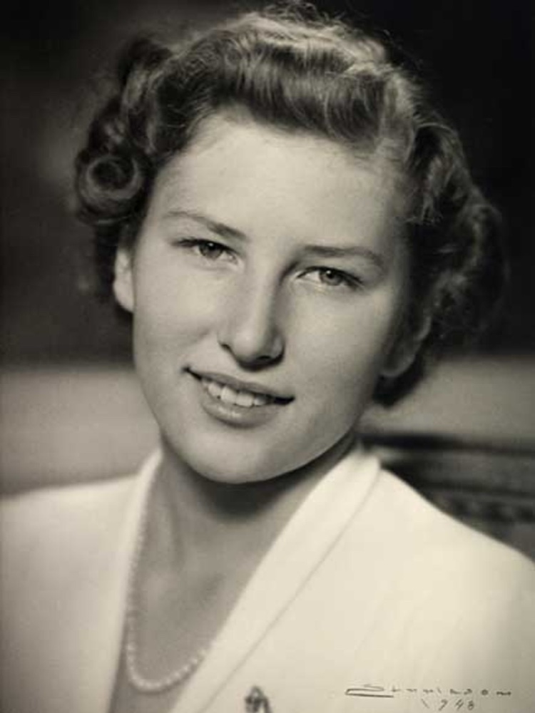 Princess Astrid at her confirmation in a white dress, black and white portrait