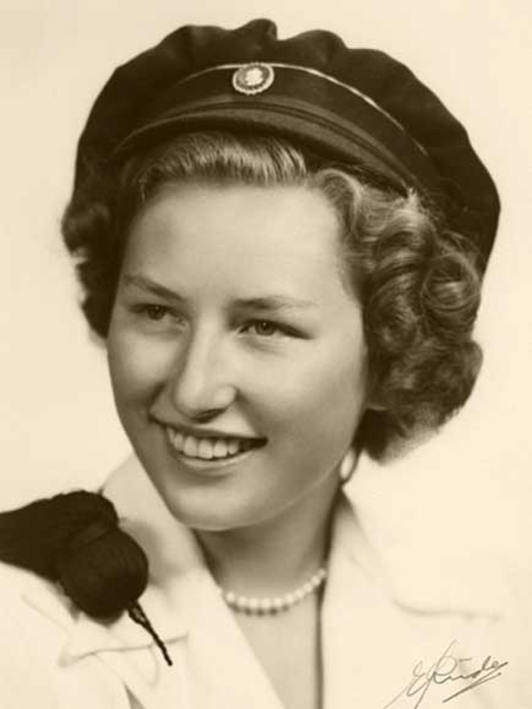 Princess Astrid wearing a graduation cap, black and white portrait