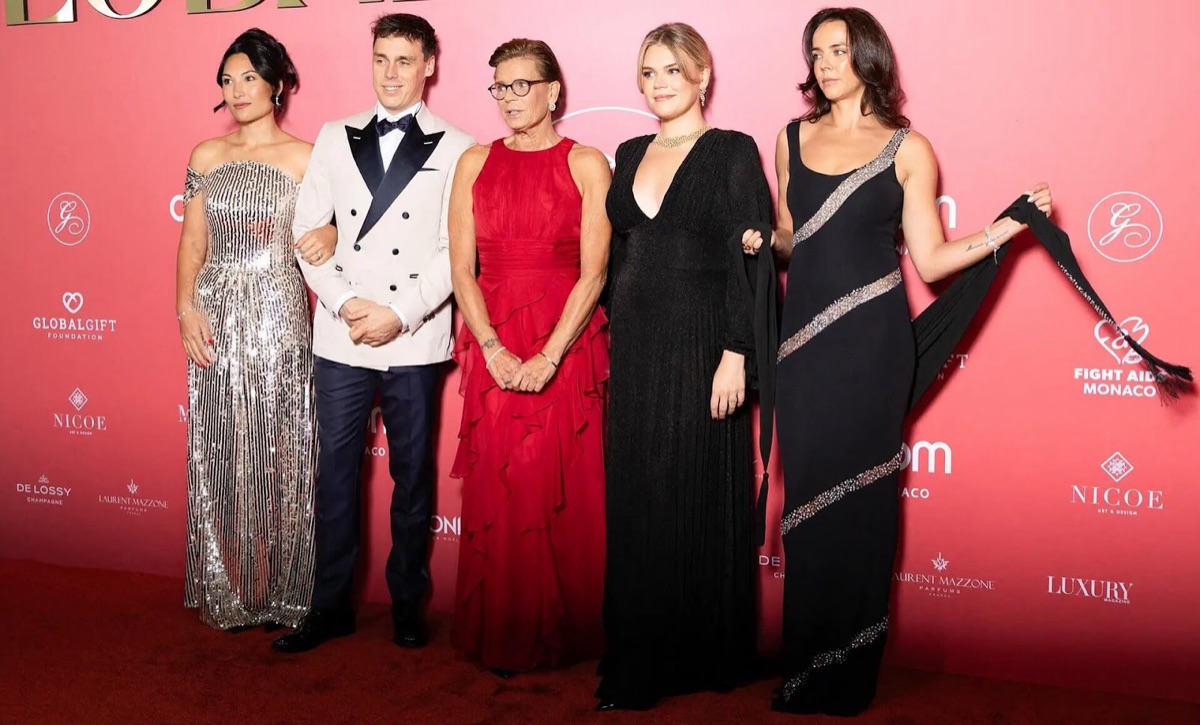 Marie Ducruet, Louis Ducruet, Princess Stéphanie, Camille Gottlieb and Pauline Ducruet on the red carpet