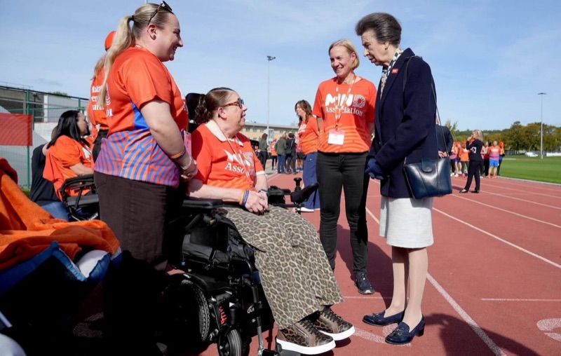 Princess Anne meets Sinfield on the MND ultramarathon run