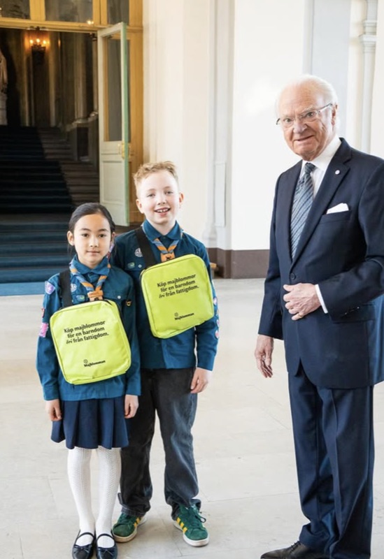 Kong Carl Gustaf med speiderne