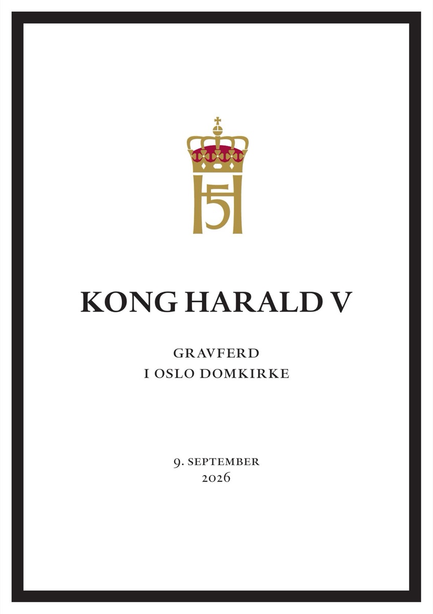 The cover of the order of service, with King Harald V