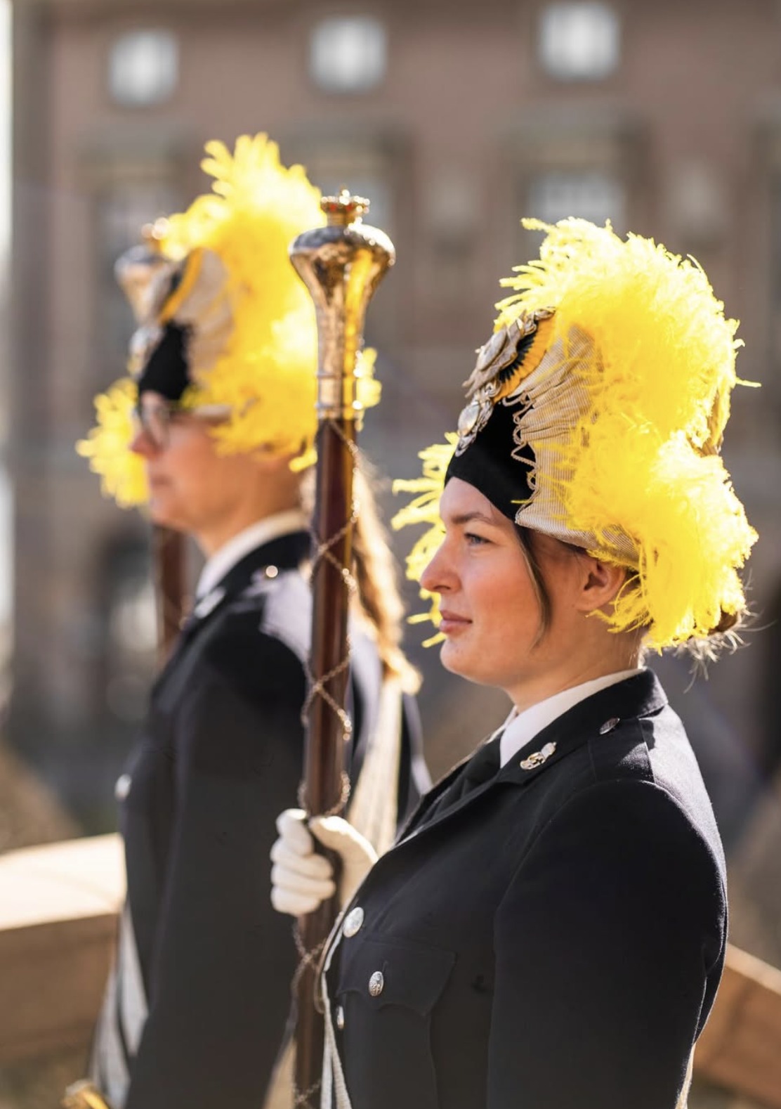 Slottsvakter med bicornehatter