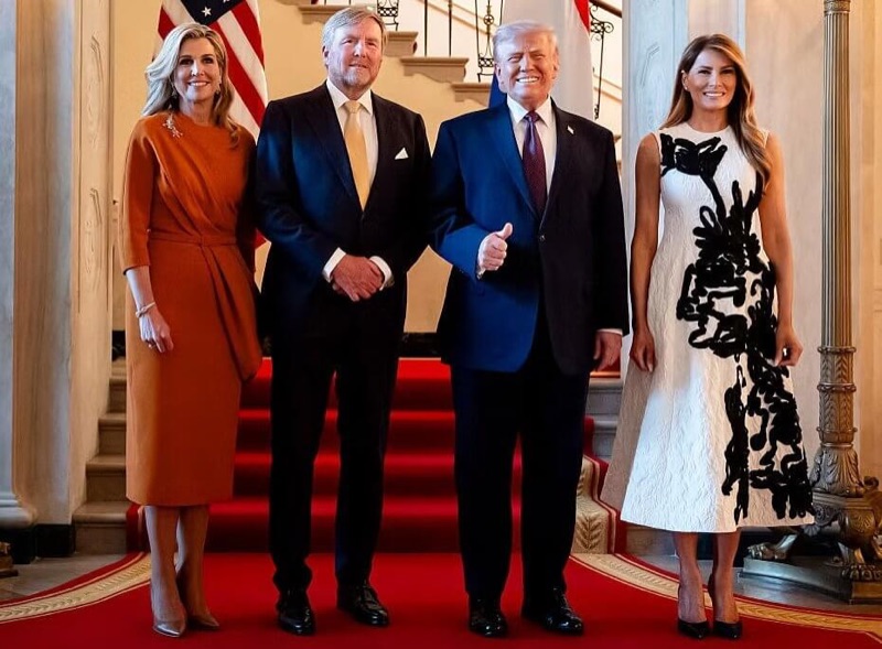 Kongeparet med presidentparet inne i Det hvite hus
